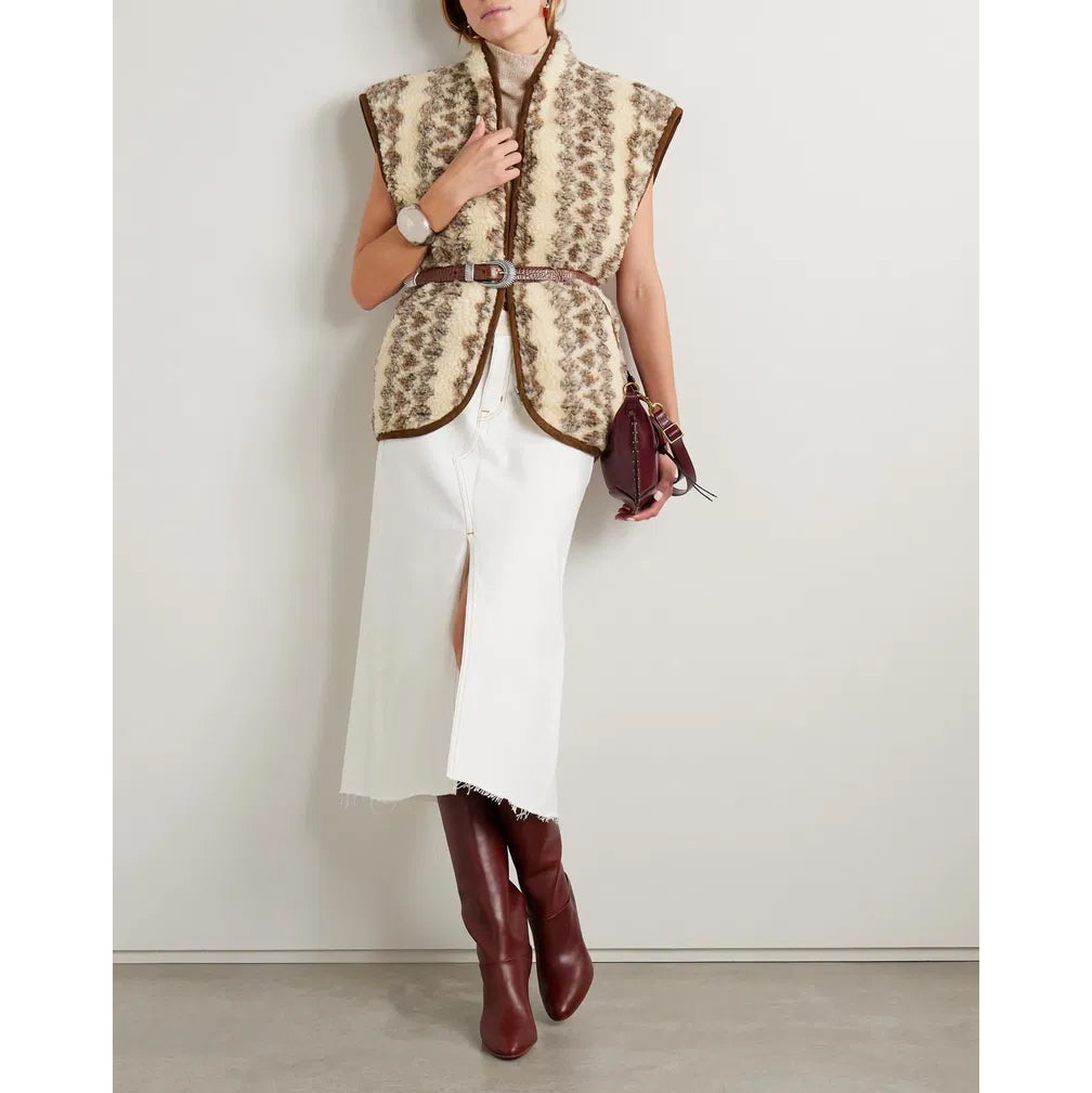 Isabel Marant "Maximilia" Wool Fleece Vest in Beige, Size "1" (Medium ish?)