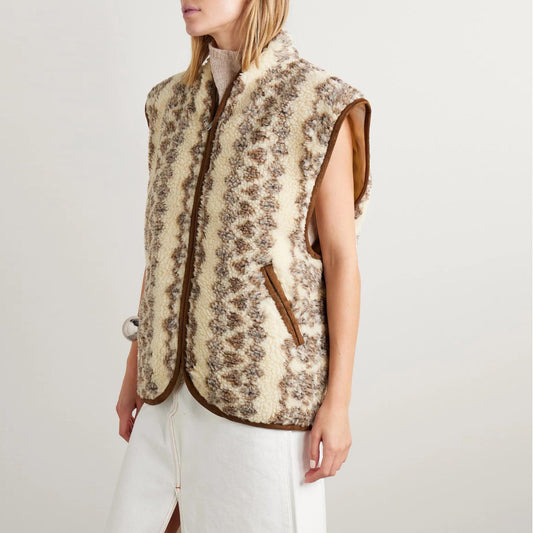 Isabel Marant "Maximilia" Wool Fleece Vest in Beige, Size "1" (Medium ish?)