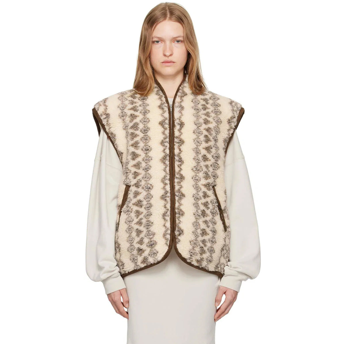 Isabel Marant "Maximilia" Wool Fleece Vest in Beige, Size "1" (Medium ish?)