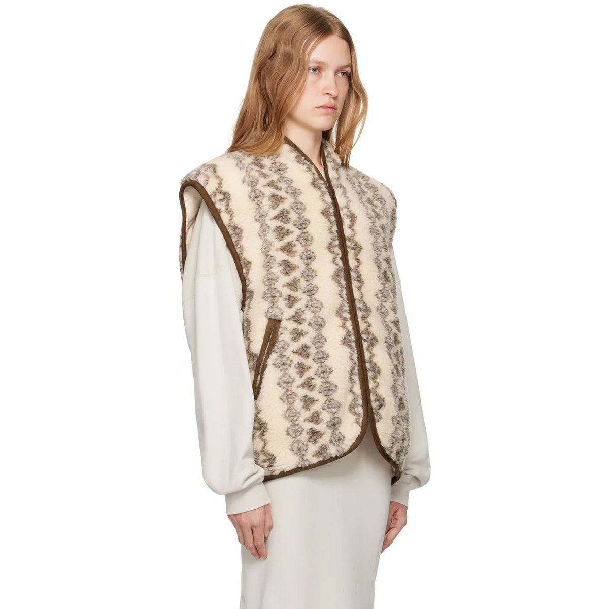 Isabel Marant "Maximilia" Wool Fleece Vest in Beige, Size "1" (Medium ish?)