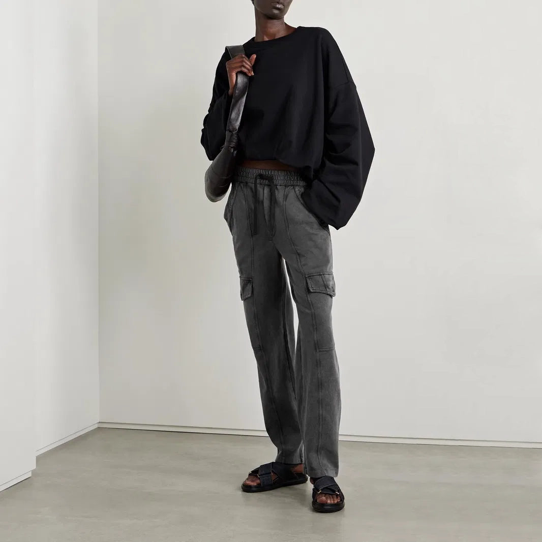Isabel Marant Etoile "Peorana" Cargo Sweatpant in Faded Black, size 36