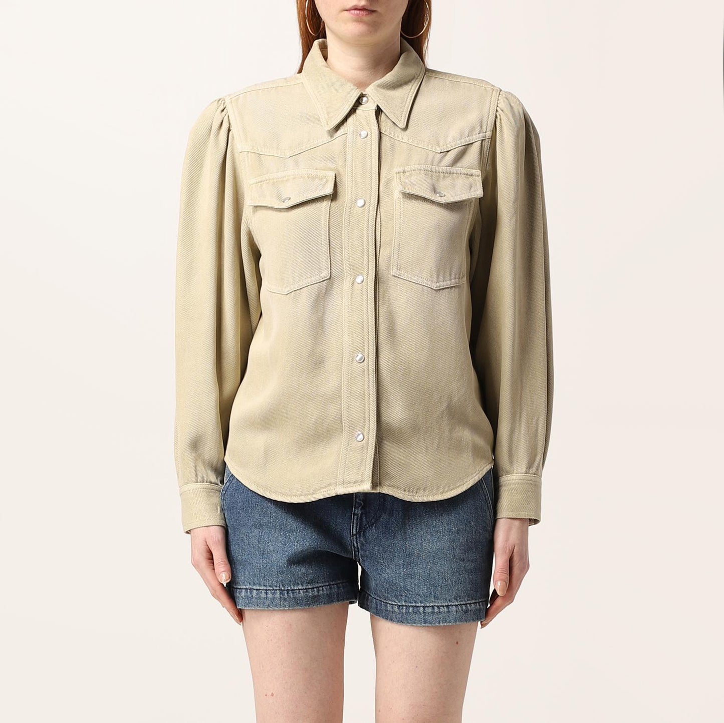 Isabel Marant Etoile "Tahisli" Western Shirt in Beige, size 38 (fits size small)