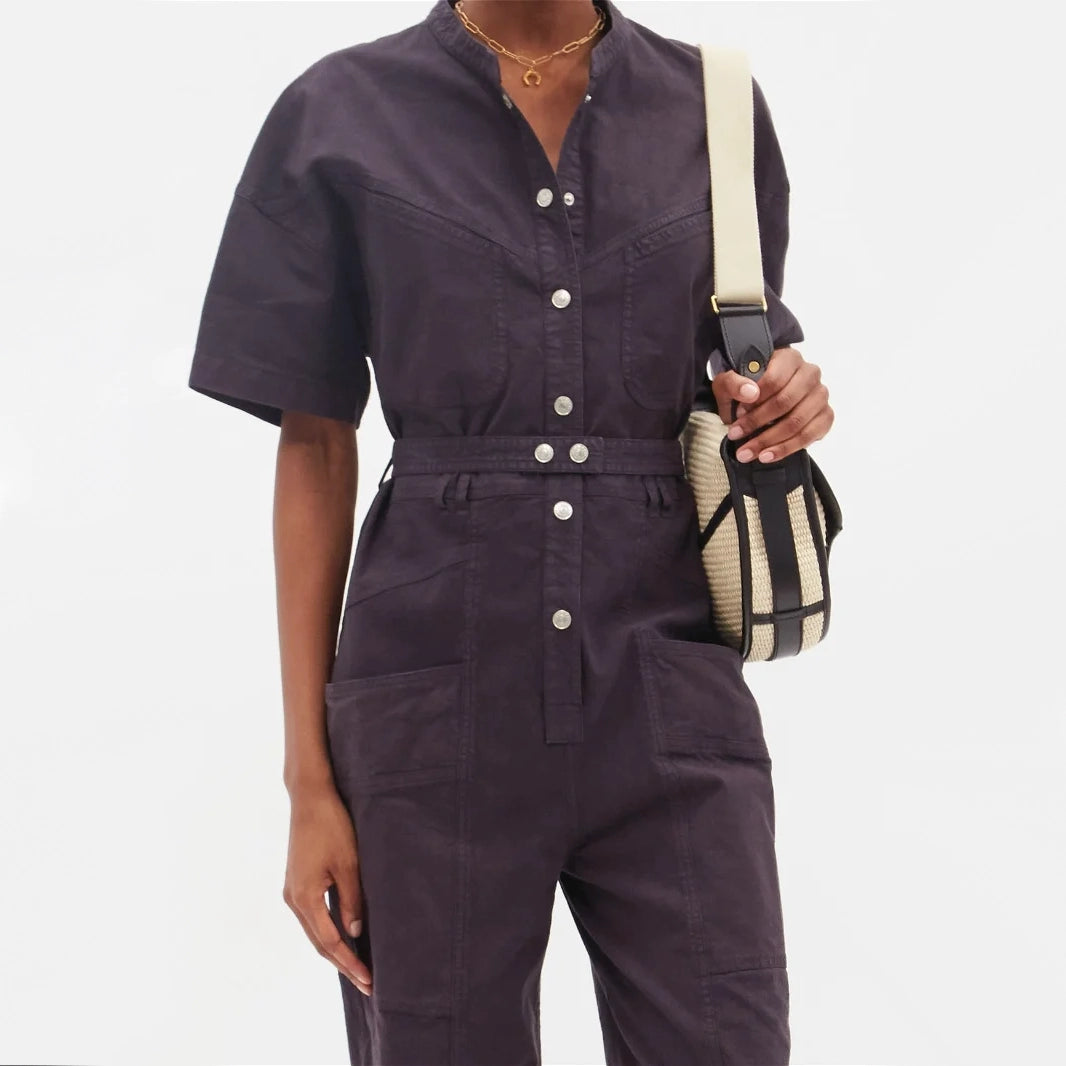 Isabel Marant "Etundra" Jumpsuit in "Washed Black" (IRL like a purple?), size 36 (fits size 2/4)