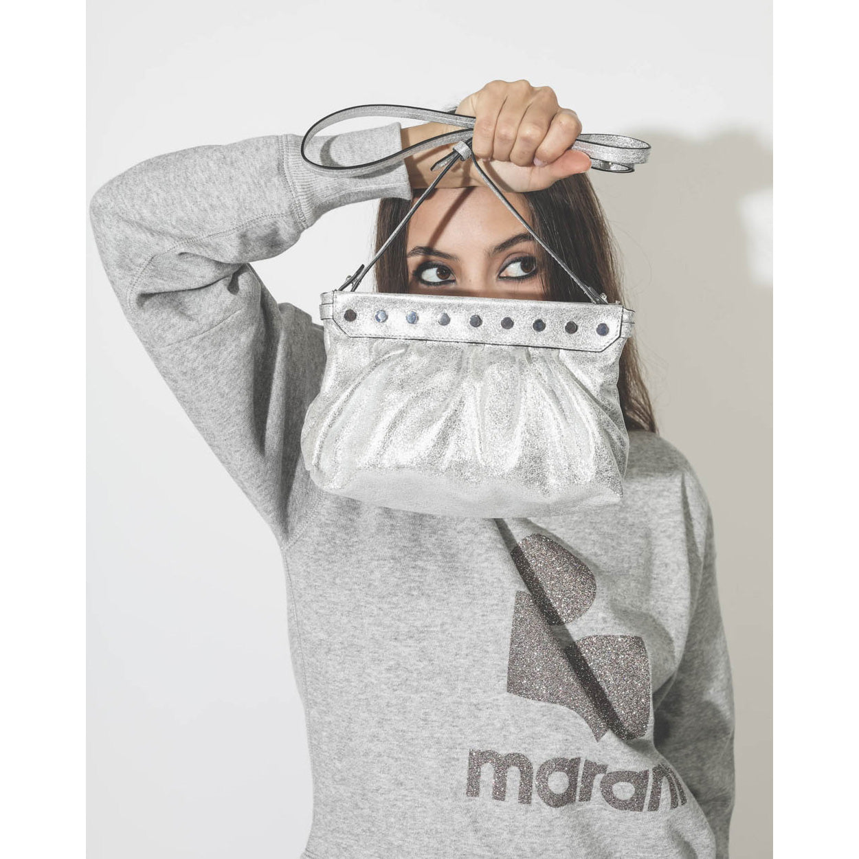 Isabel Marant "Luzes" Silver Metallic Leather Bag
