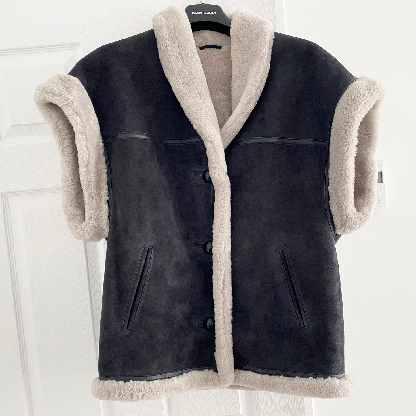 Isabel Marant Etoile "Adelia" Shearling Fur Vest in Grey, size "0" (XS/S)