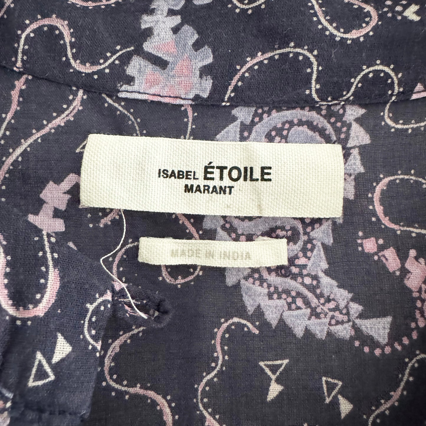 Isabel Marant Etoile "Algari" Printed Cotton Blouse in Purple, size 36 (size small)
