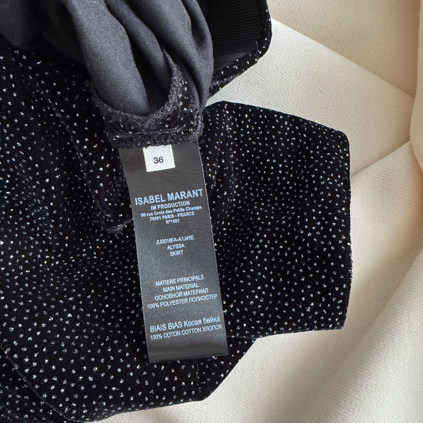 Isabel Marant Etoile "Alyssa" sparkly velvet skirt in Black, size 36 (fits like size 2)