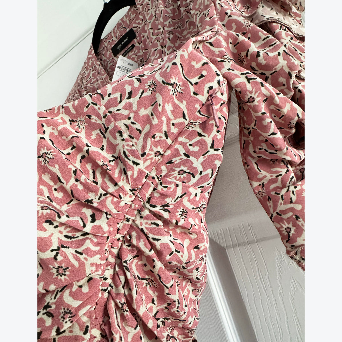 Isabel Marant "Andor" Printed Silk Dress in Pink, size 44