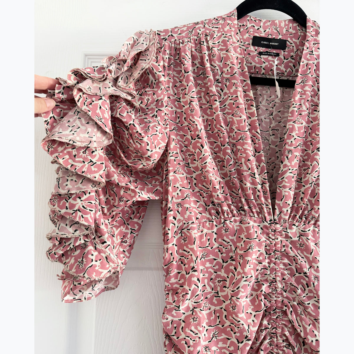 Isabel Marant "Andor" Printed Silk Dress in Pink, size 44