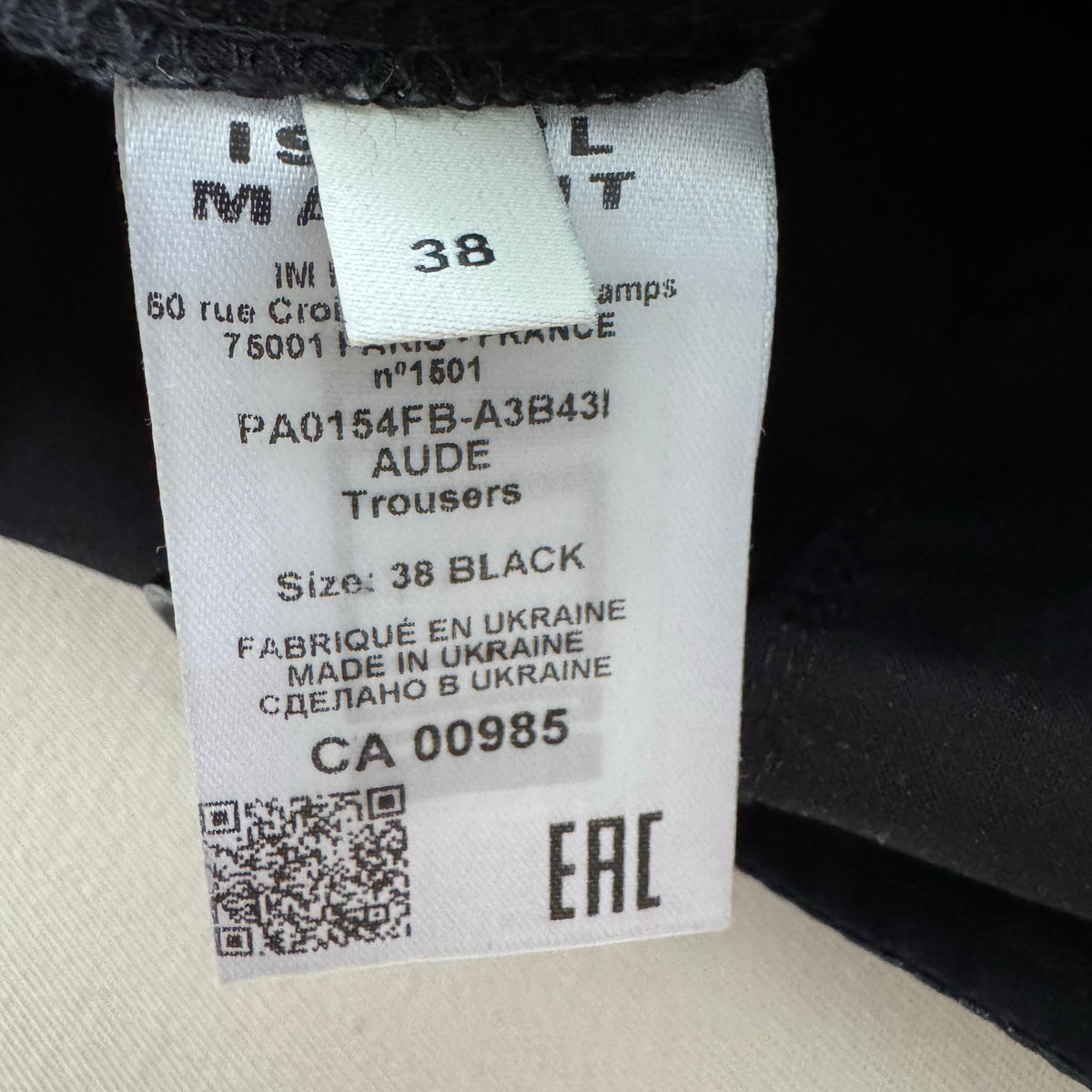 Isabel Marant "Aude" Pants in Black, size 38