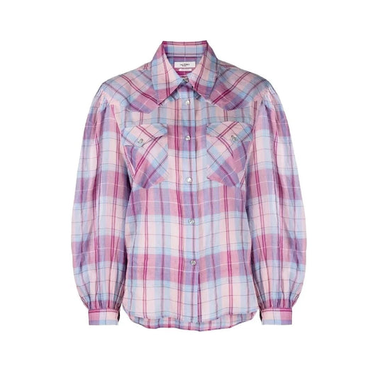 Isabel Marant Etoile "Bethany" Plaid Top in Pink/Blue, size 36 (fits Size Small)