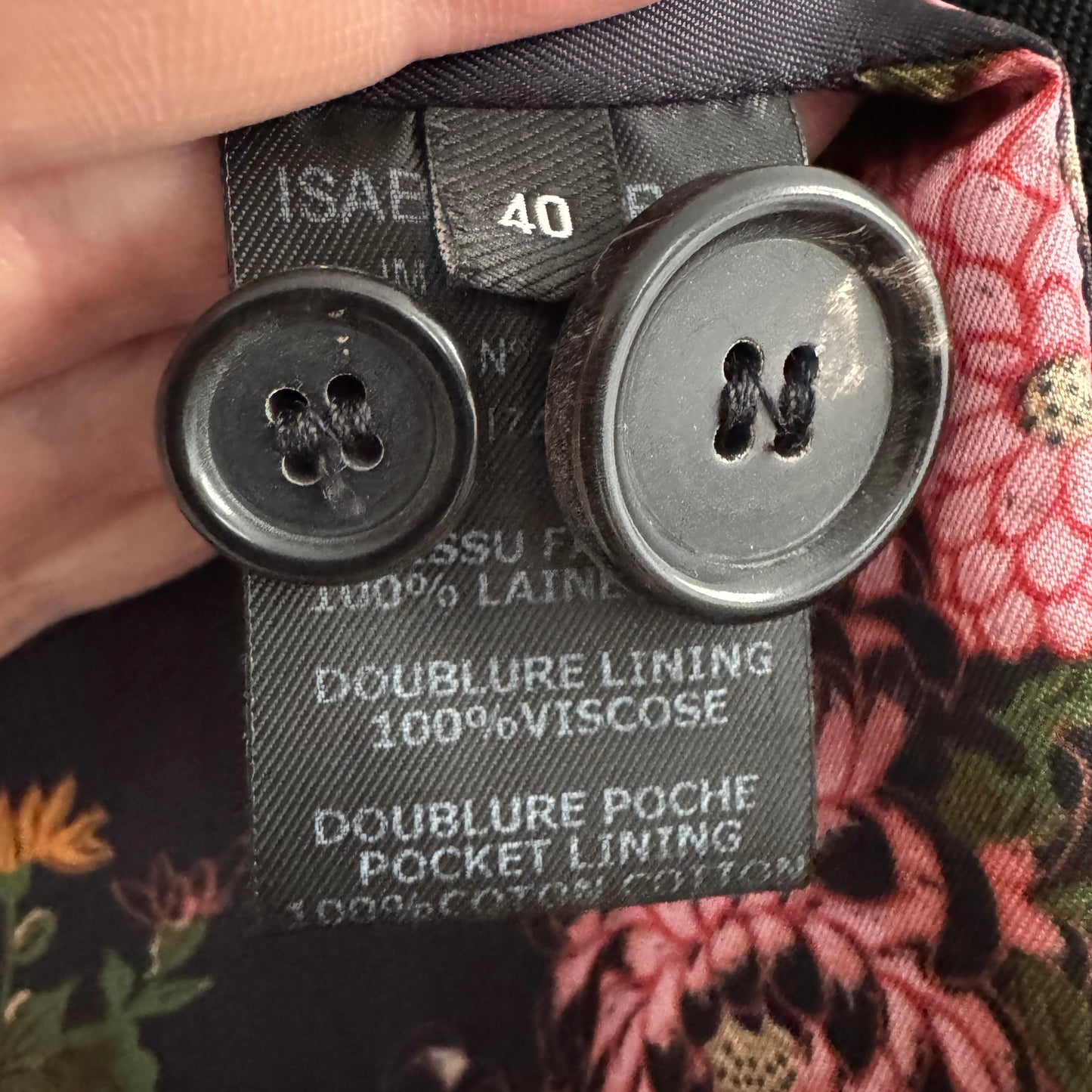 Isabel Marant Tailored One Button Coat with Printed Lining, size 40 (fits size 6 ish)