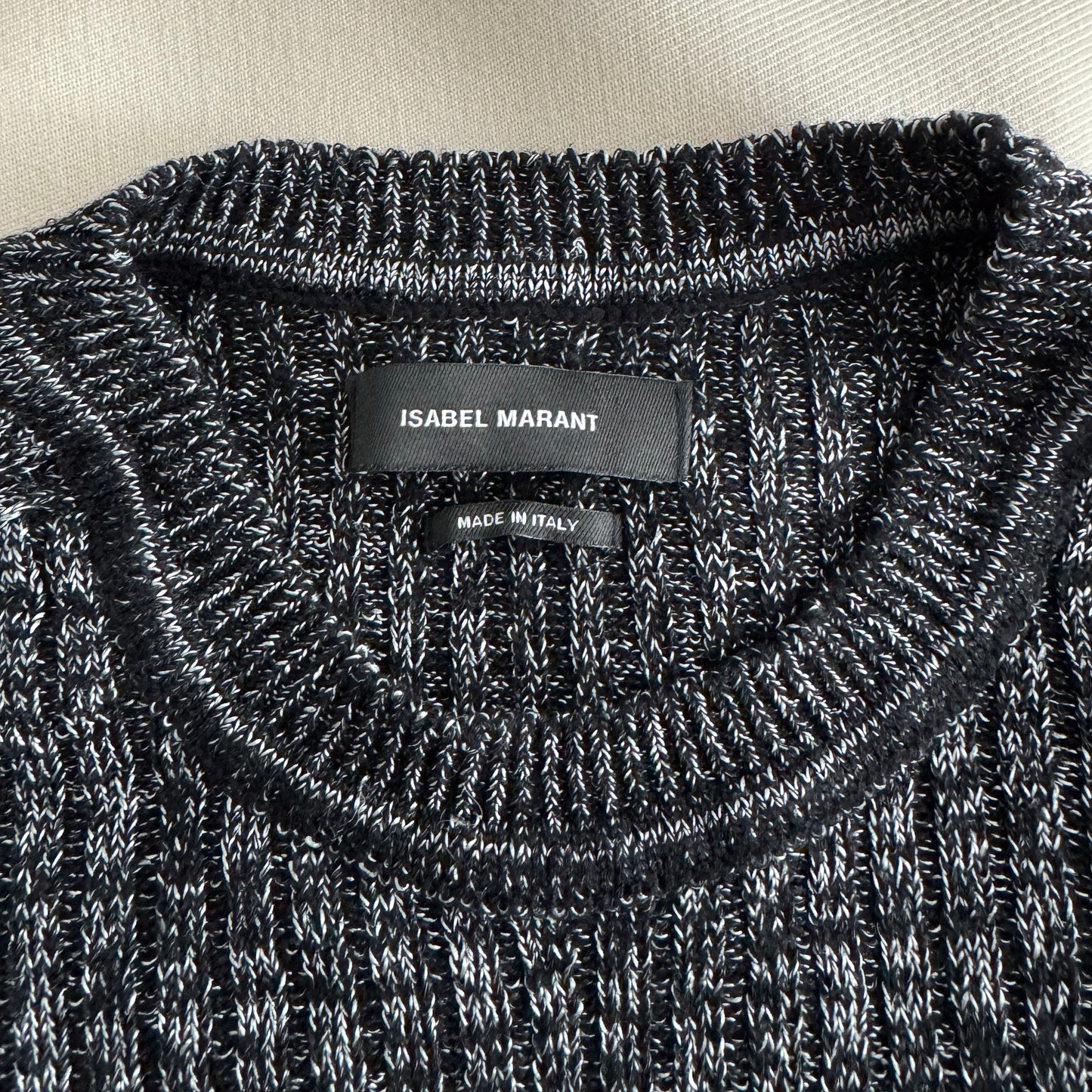 Isabel Marant Wool/Linen Long Sleeve Heathered Knit in Black/Silver, size 34 (XS)