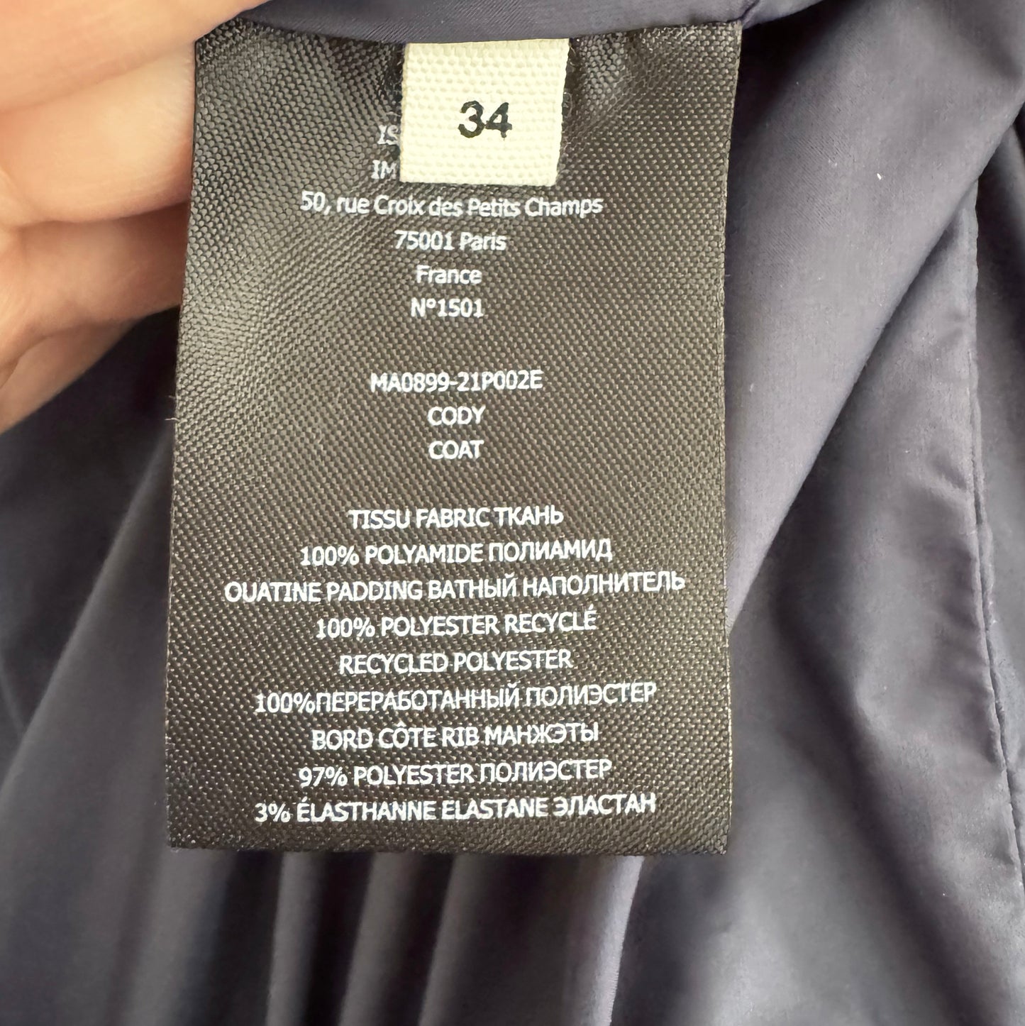 Isabel Marant Etoile Doudoune Cody en Sarcelle, taille 36