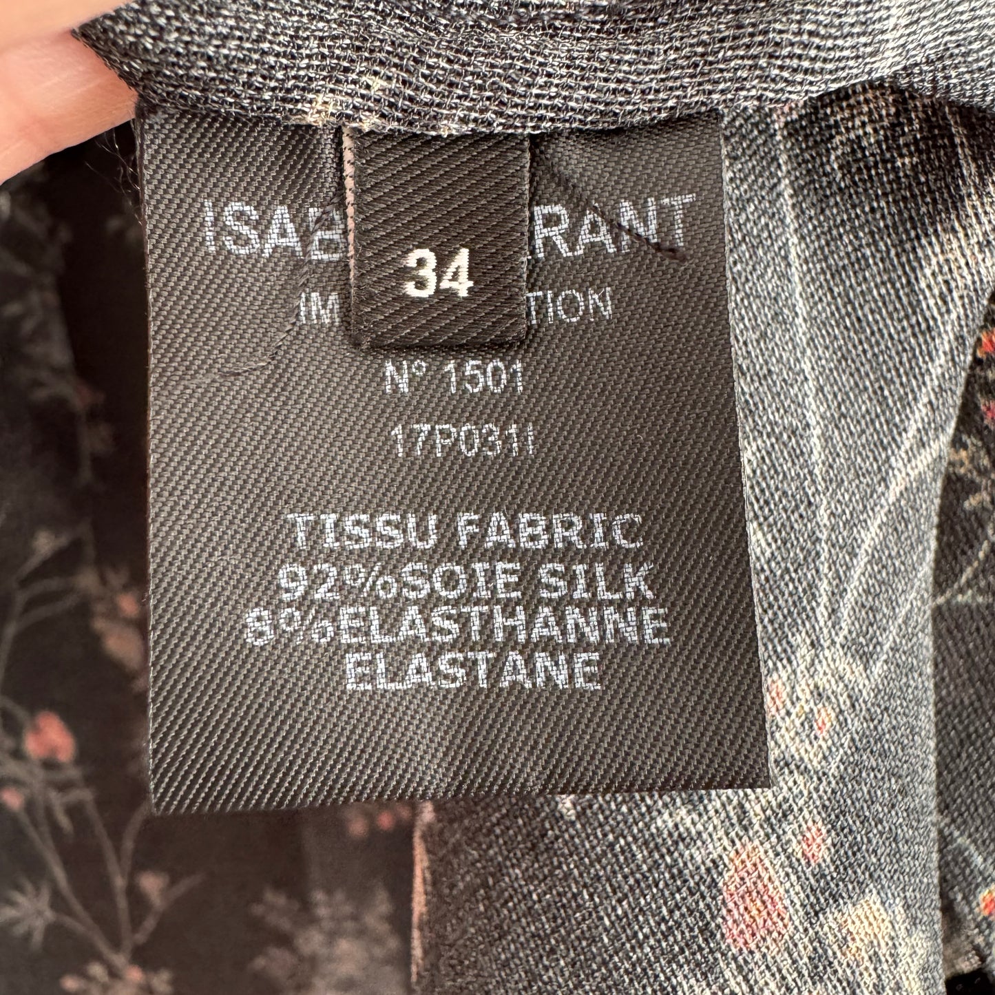 Isabel Marant Dark Floral Printed Silk Top, size 34