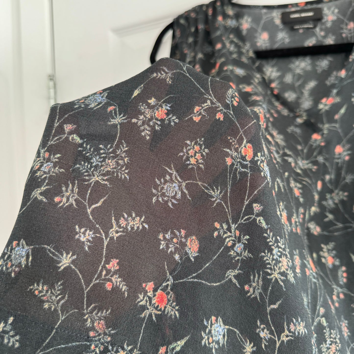 Isabel Marant Dark Floral Printed Silk Top, size 34