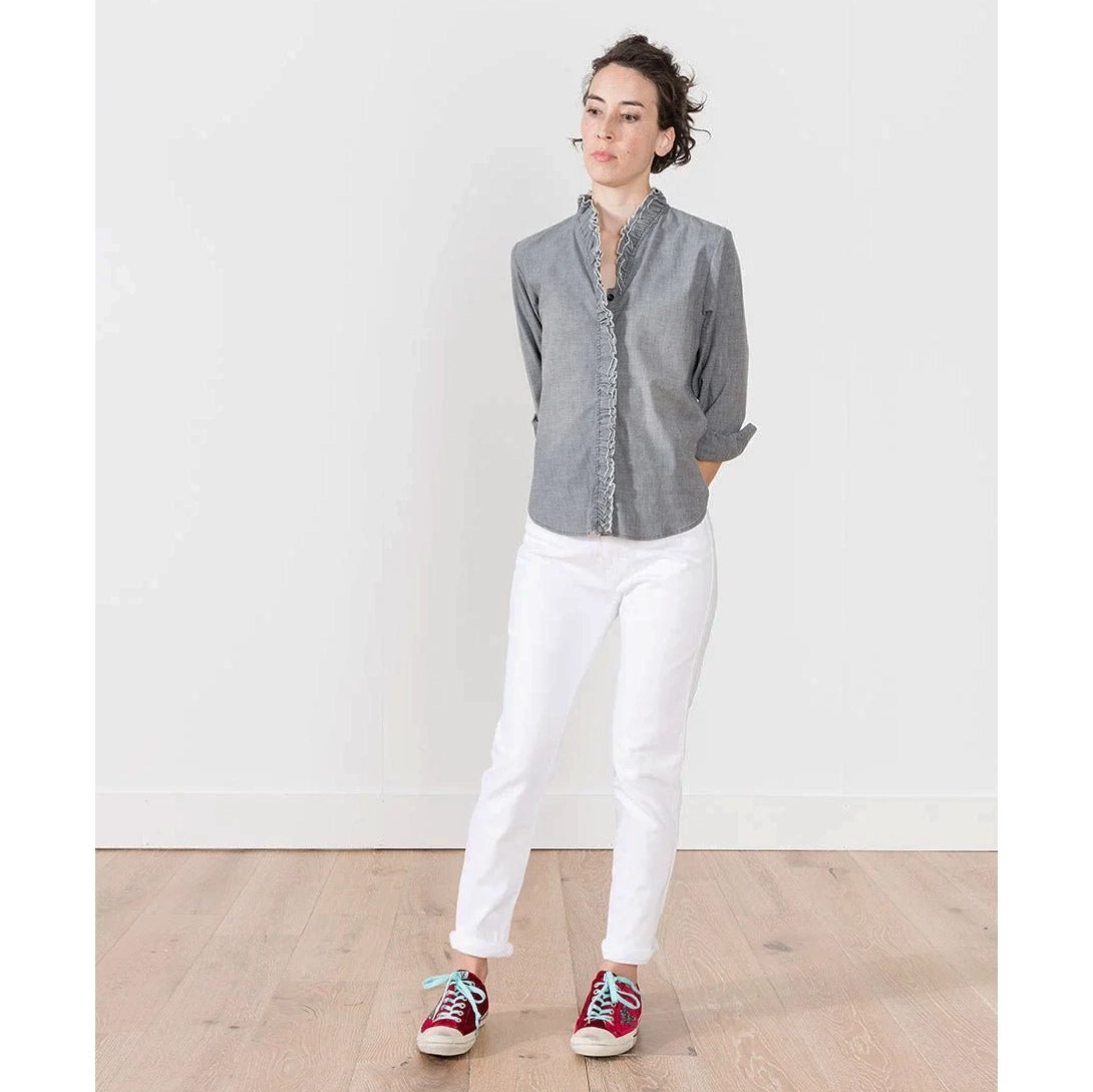 Isabel Marant Etoile "Lawendy" Chambray Shirt in Grey, size 38 (fits 2/4)