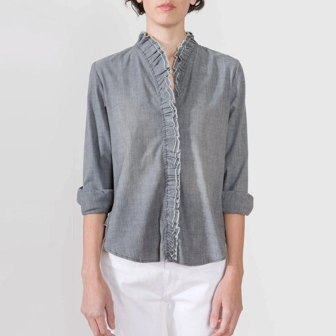 Isabel Marant Etoile "Lawendy" Chambray Shirt in Grey, size 38 (fits 2/4)