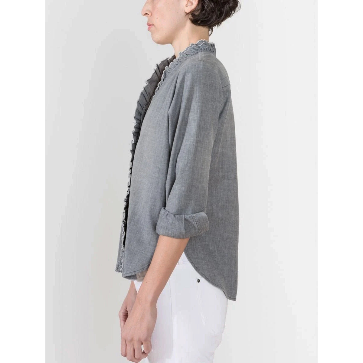 Isabel Marant Etoile "Lawendy" Chambray Shirt in Grey, size 38 (fits 2/4)