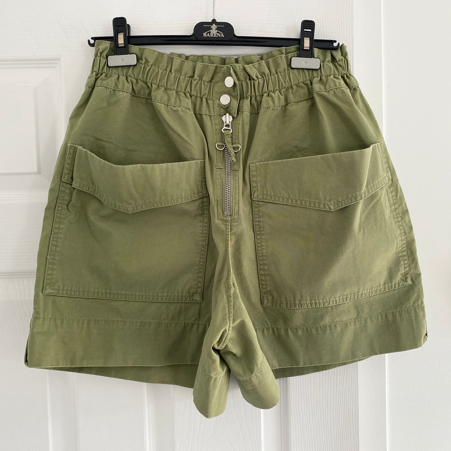 Isabel Marant Etoile "Lizy" Shorts in Khaki Green, size 44 (fits 10/12)