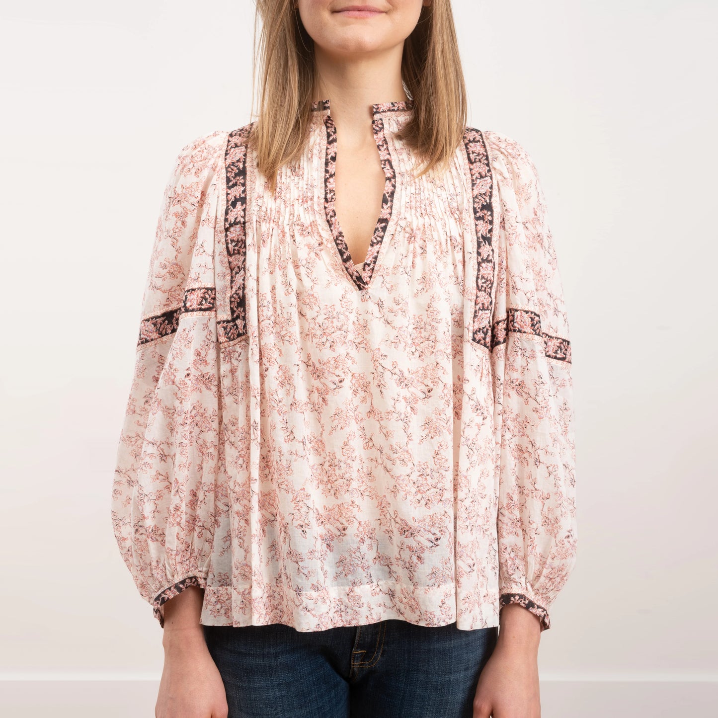 Isabel Marant Etoile "Violette" Printed Top in Pink/Ecru, size 36 (fits S-M)