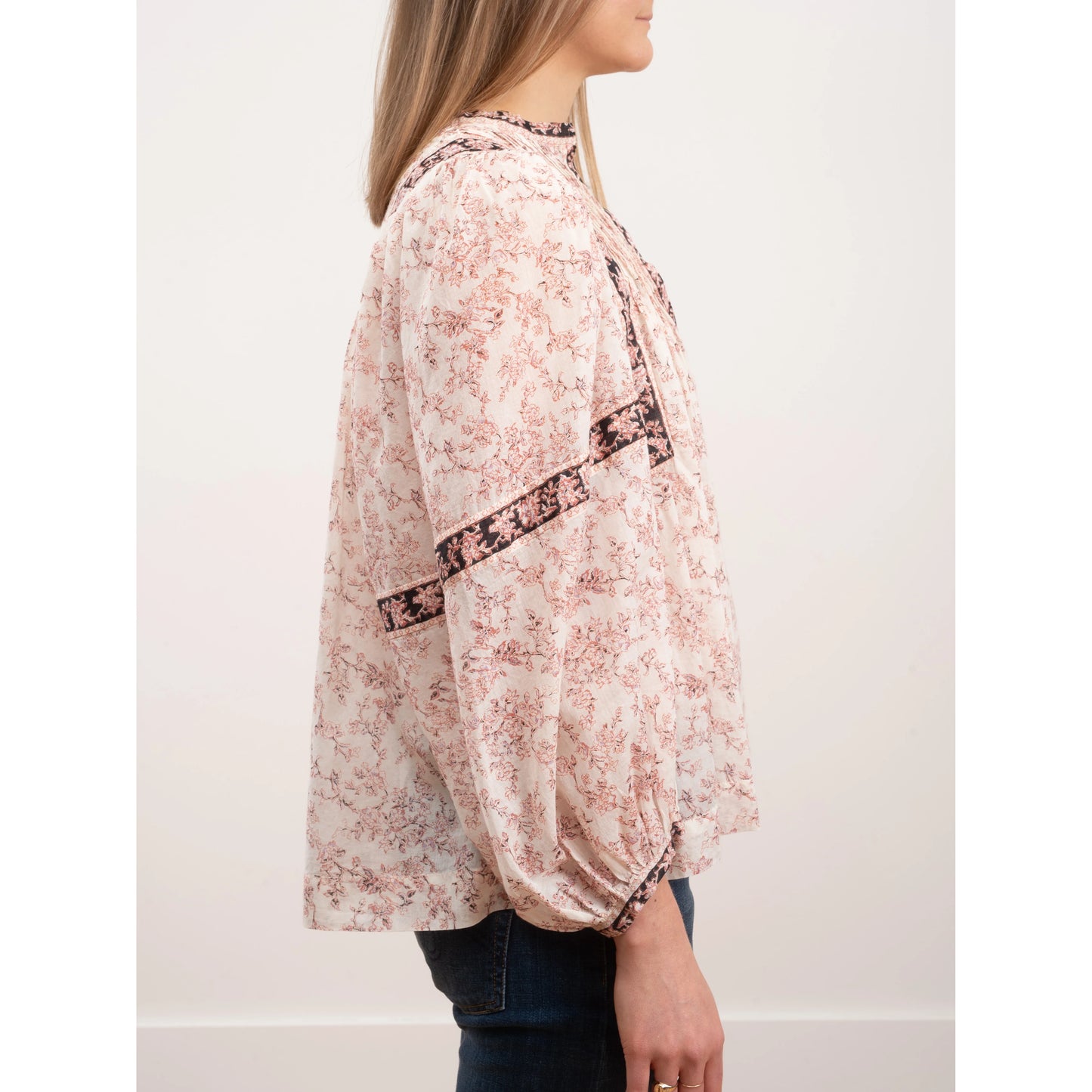 Isabel Marant Etoile "Violette" Printed Top in Pink/Ecru, size 36 (fits S-M)