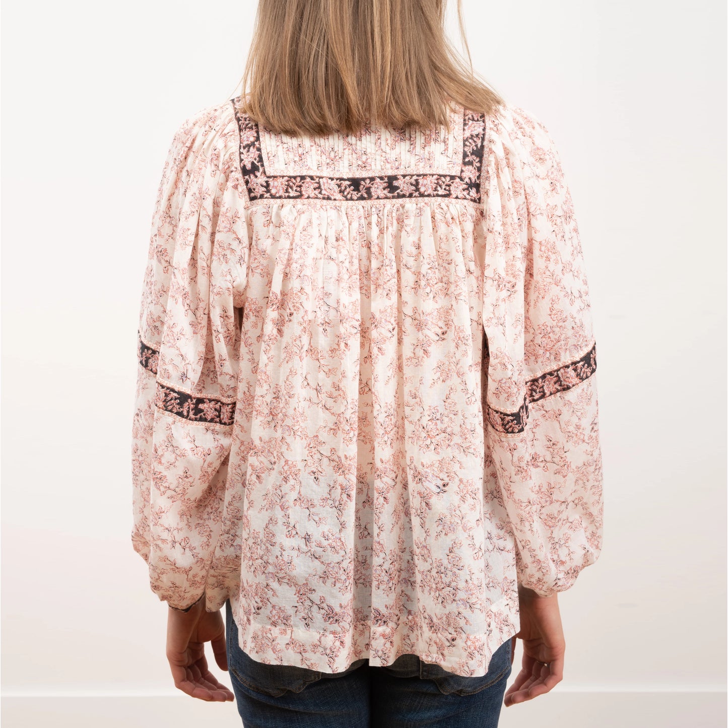 Isabel Marant Etoile "Violette" Printed Top in Pink/Ecru, size 36 (fits S-M)