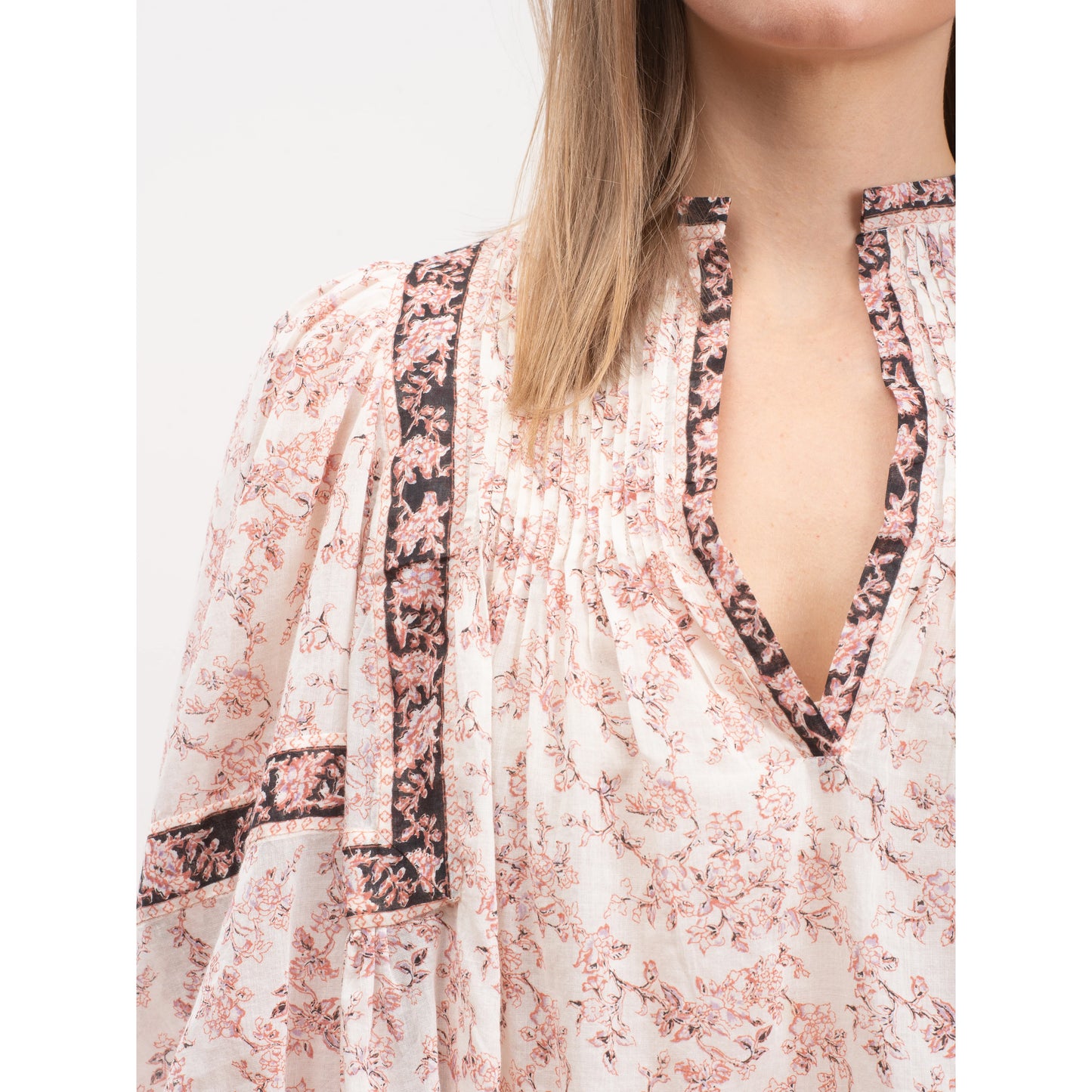 Isabel Marant Etoile "Violette" Printed Top in Pink/Ecru, size 36 (fits S-M)
