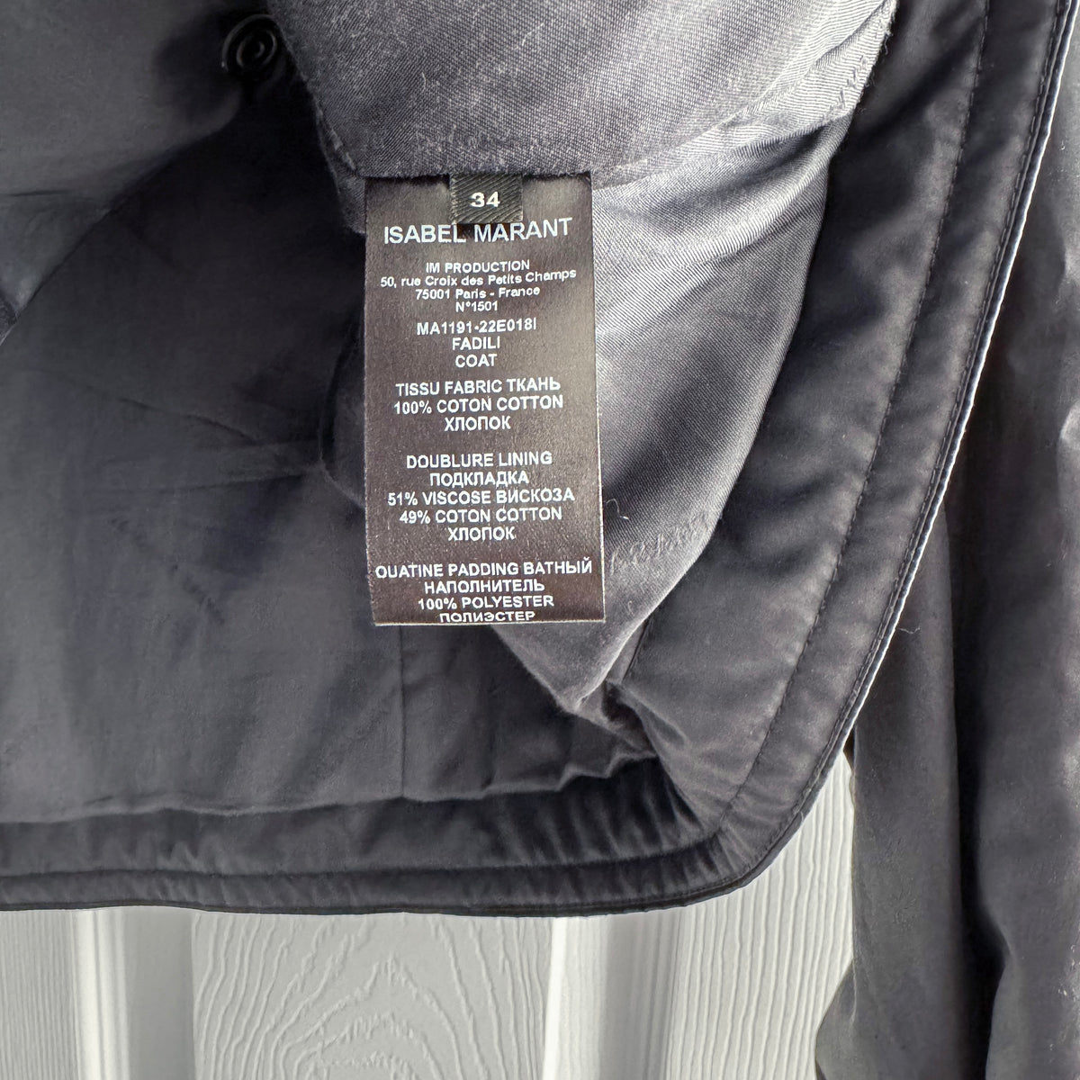 Isabel Marant "Fadili" Jacket in Navy, size 34 (fits XS/S)