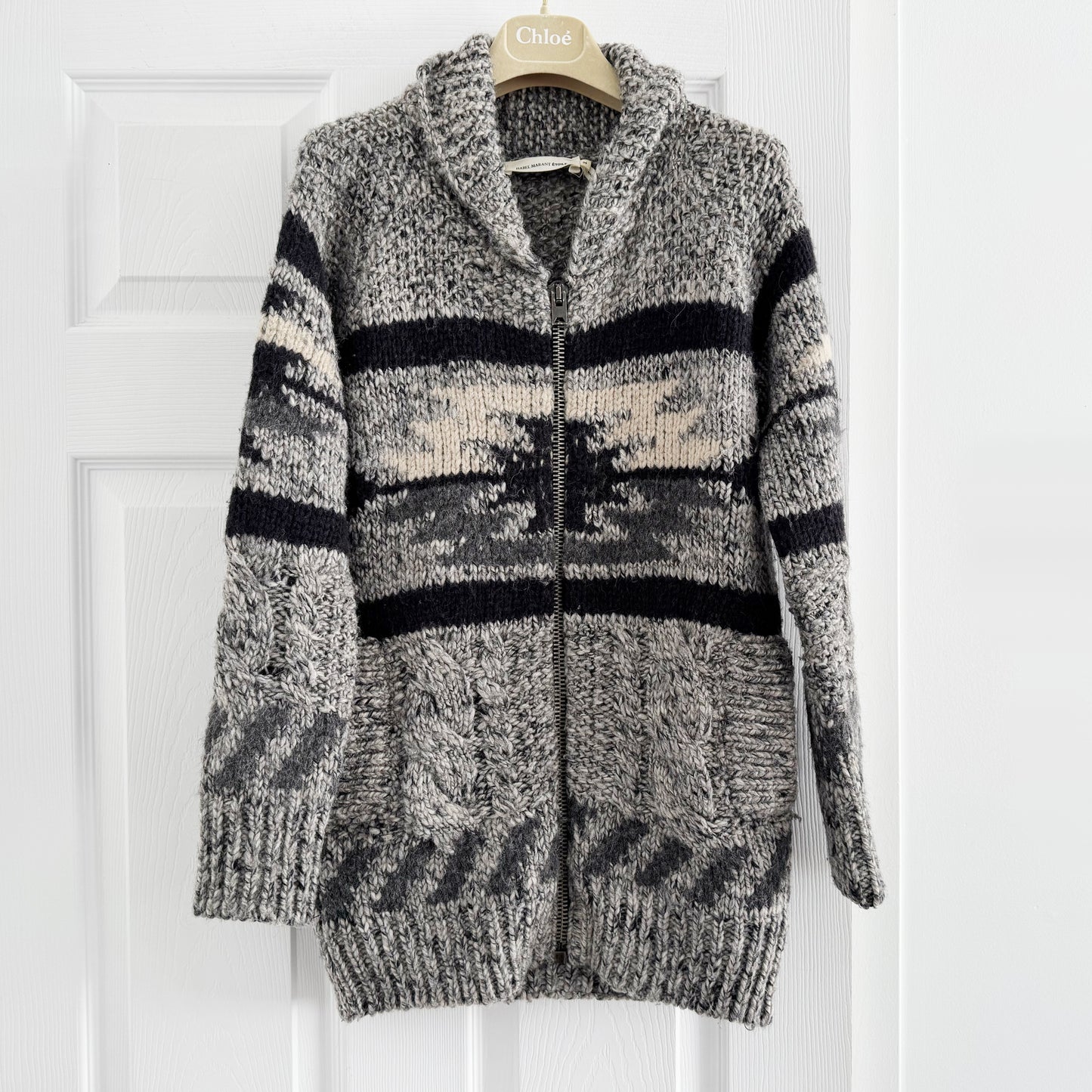 Isabel Marant Etoile Zip Front Cardigan in Grey, size 34 (fits XS)