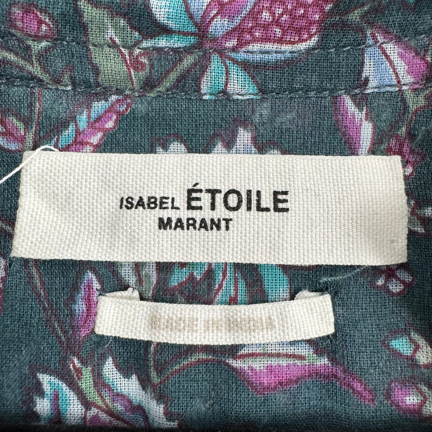 Isabel Marant Etoile "Pamias" Cotton Blouse in Dark Green, size 34