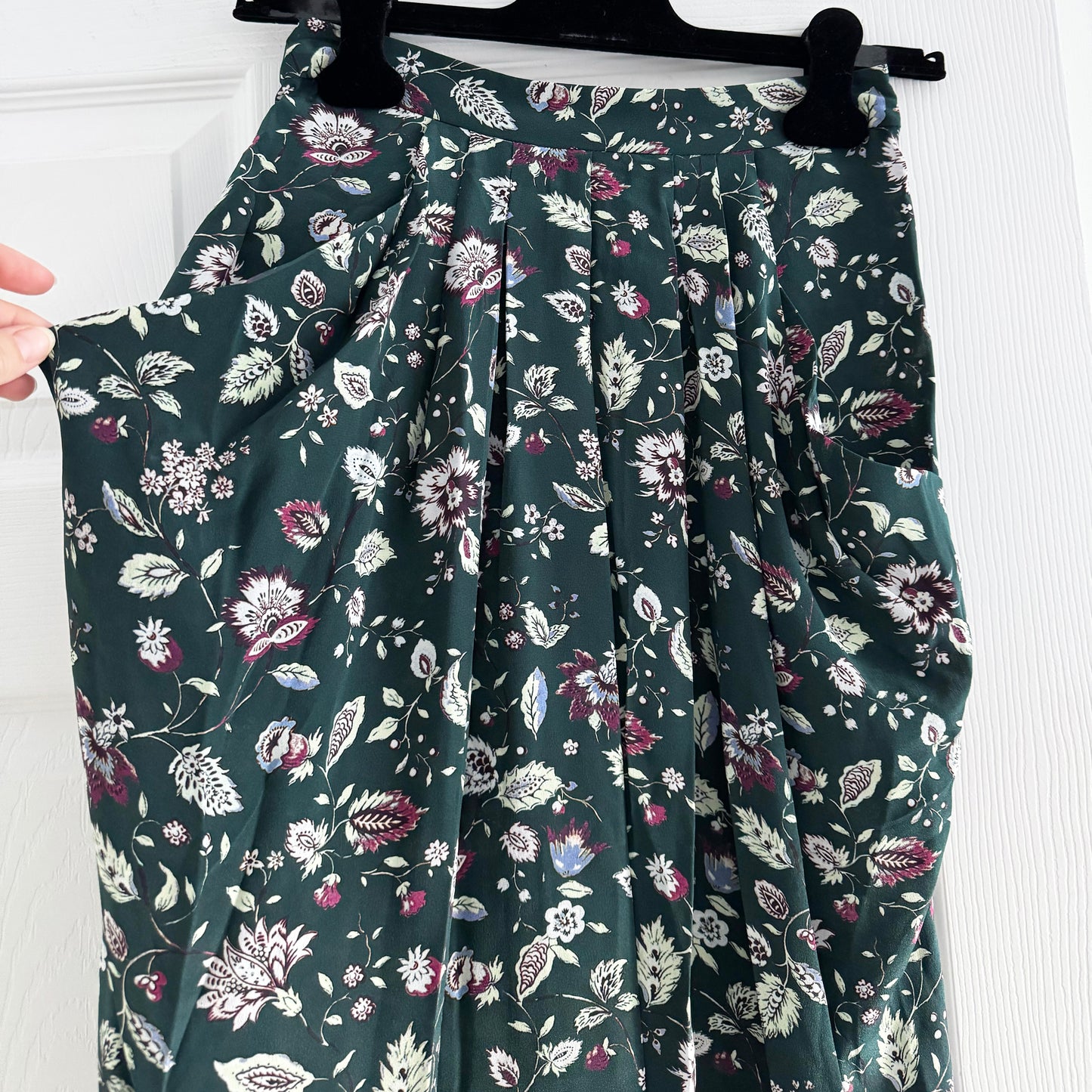 Isabel Marant "Ginkinali" Green Floral Silk Skirt, Size 34 (fits XXS)