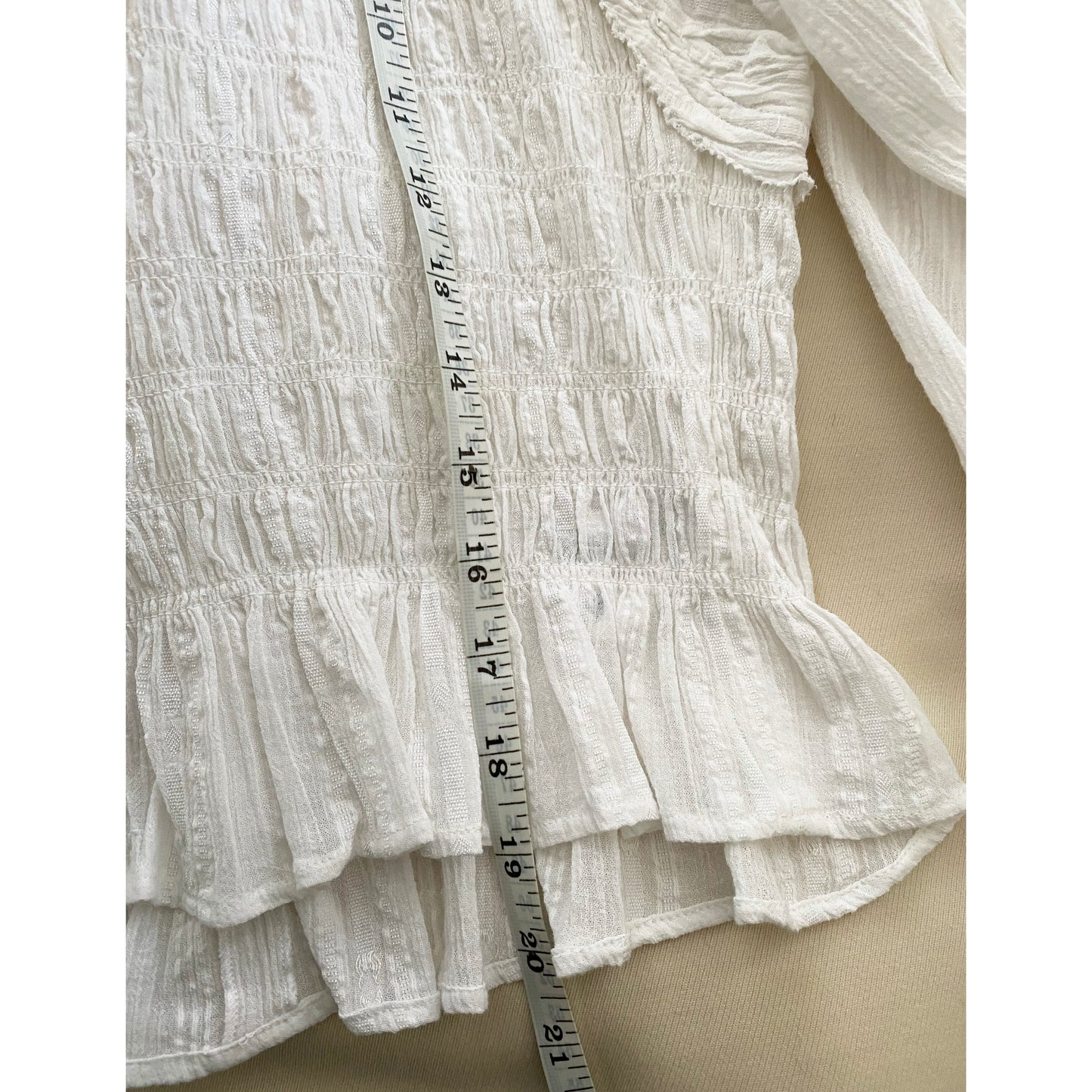 Isabel Marant Etoile "Idris" Smocked Top in White, size 38 (Size Small)