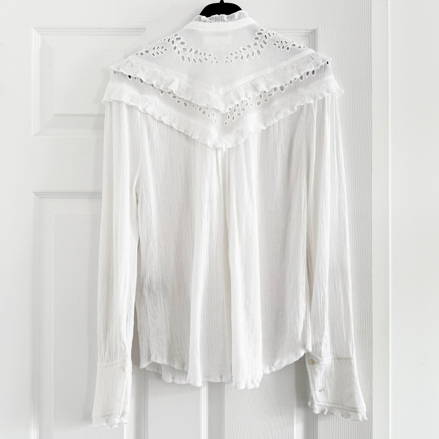 Isabel Marant Etoile "Izae" Crinkled Blouse in White, size 36
