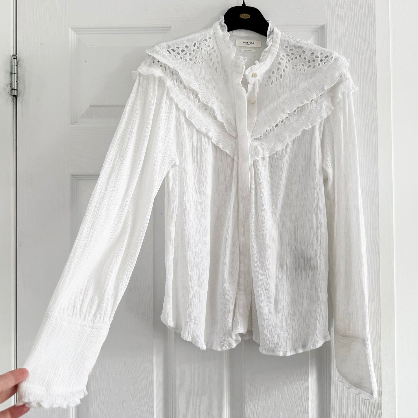 Isabel Marant Etoile "Izae" Crinkled Blouse in White, size 36