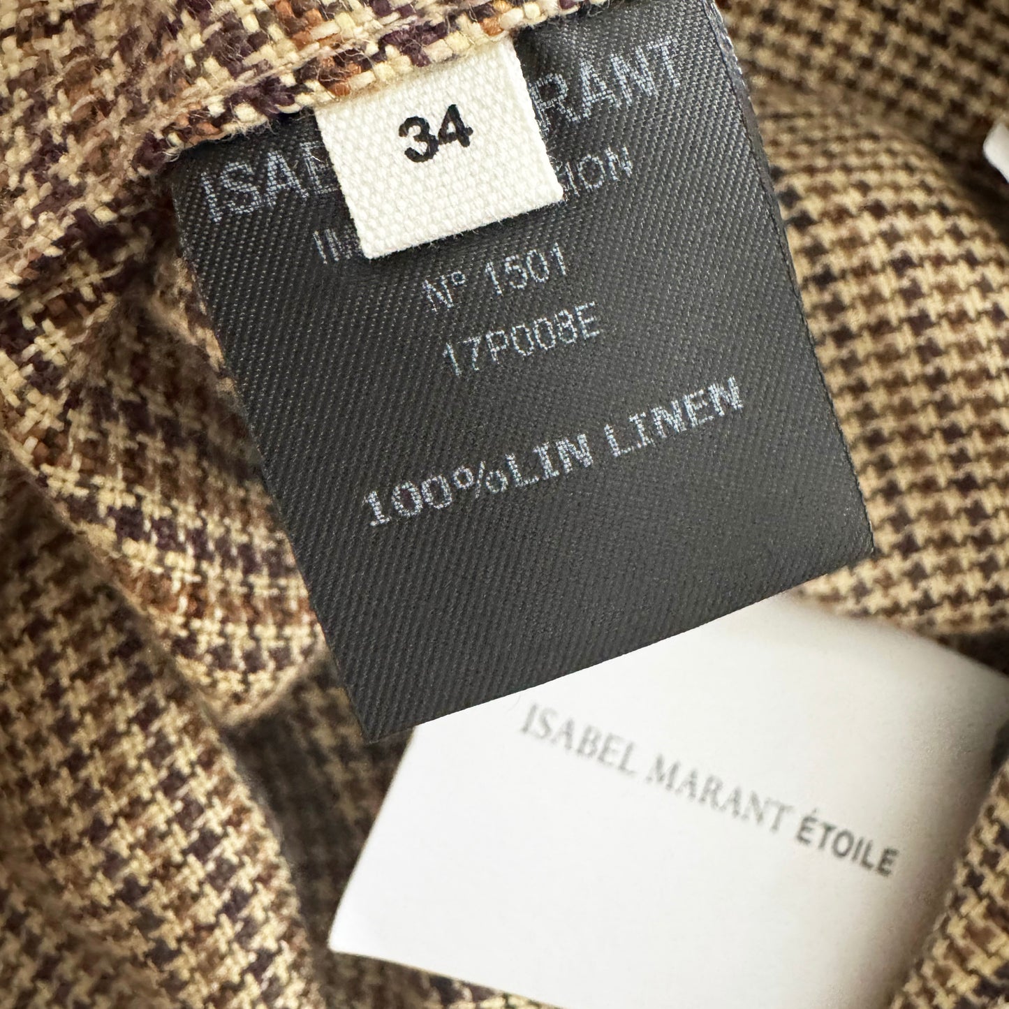 Jupe en lin à carreaux Isabel Marant Étoile "Jorja", taille 34 (US 0/2)