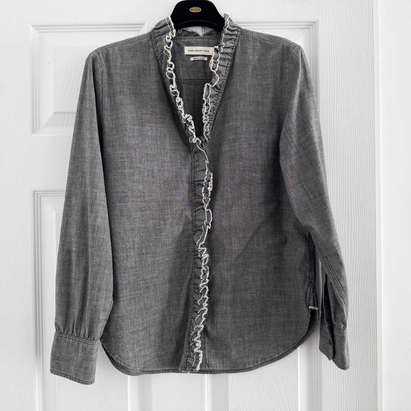 Isabel Marant Etoile "Lawendy" Chambray Shirt in Grey, size 38 (fits 2/4)