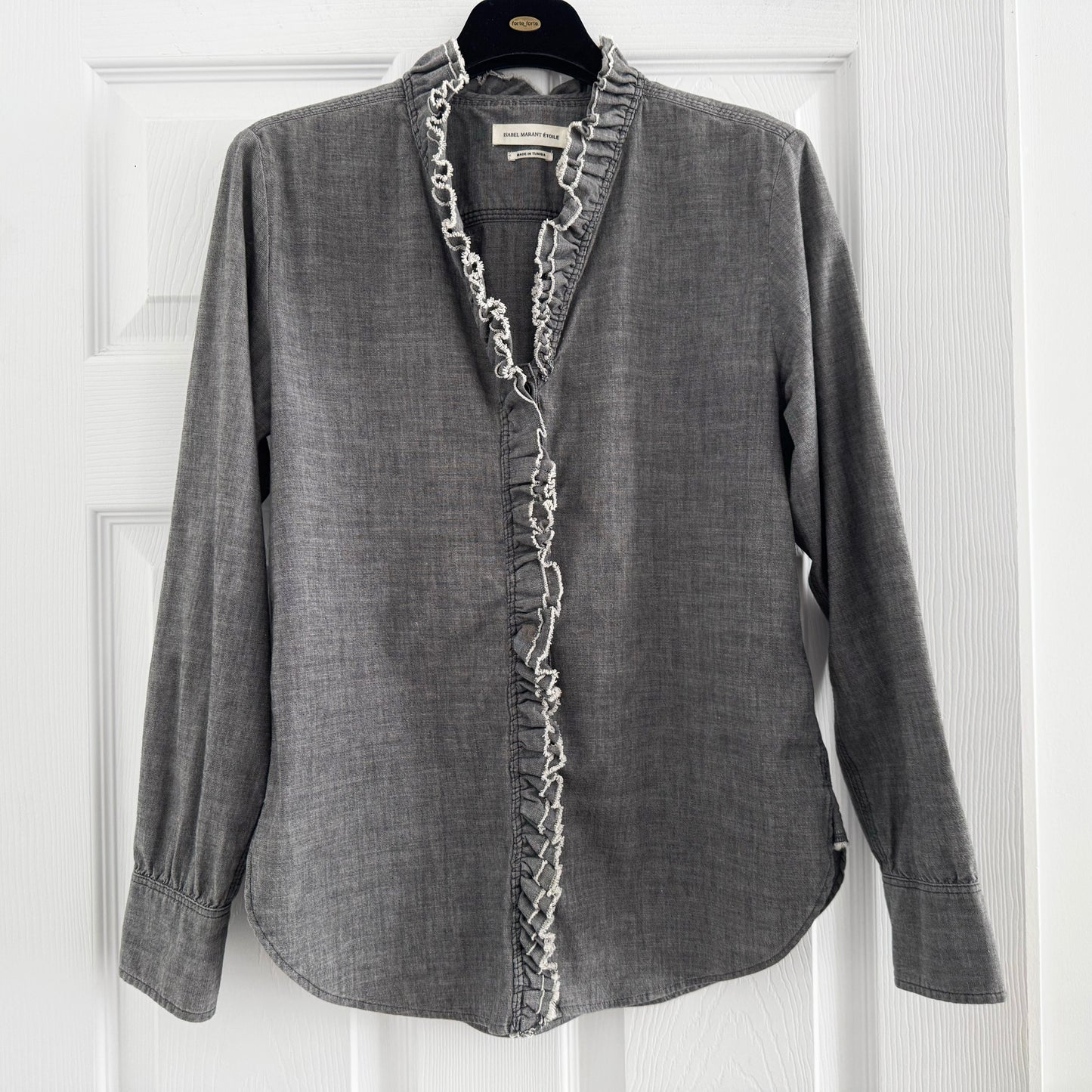 Isabel Marant Etoile "Lawendy" Chambray Shirt in Grey, size 38 (fits 2/4)