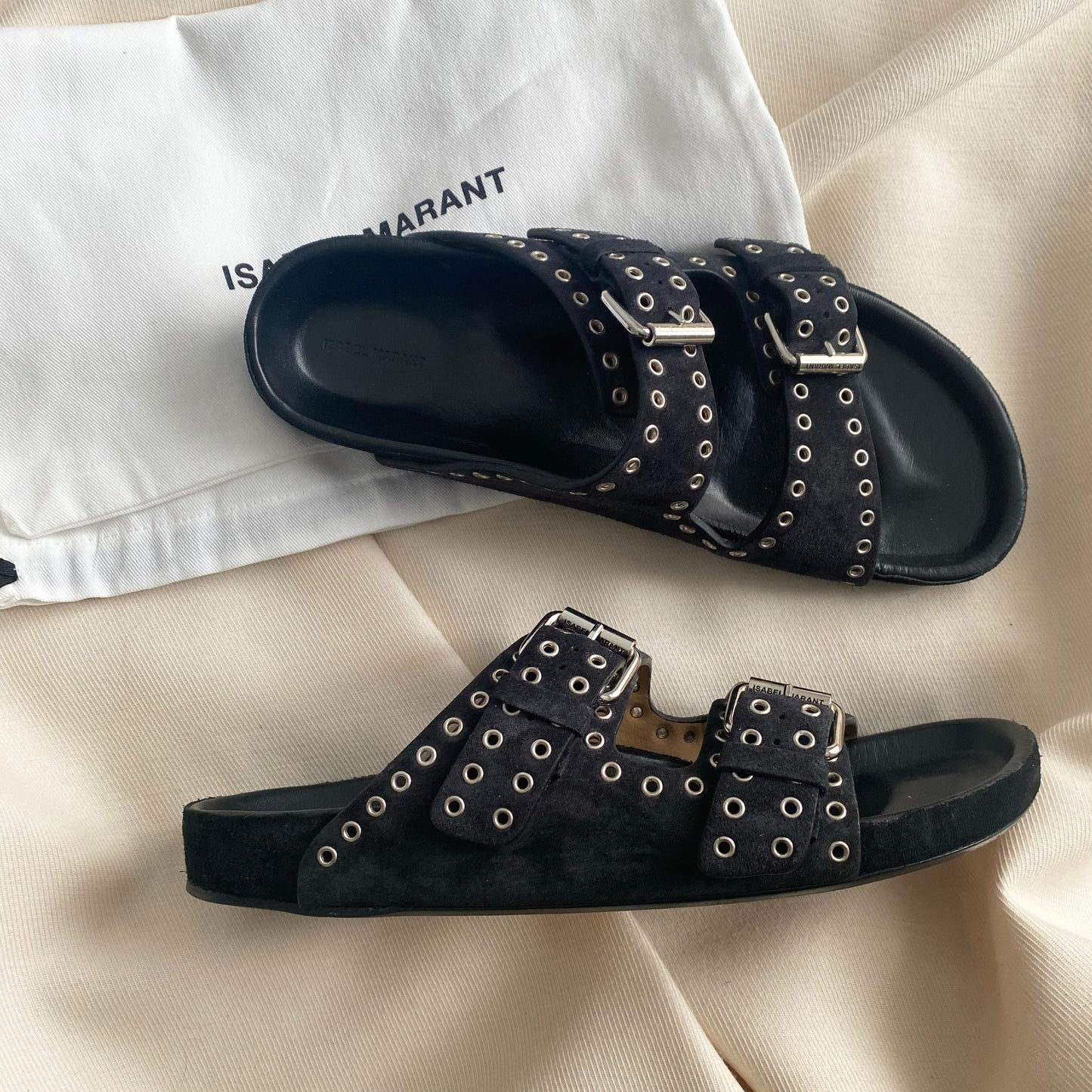 Claquettes Isabel Marant Lennyo en noir délavé, taille 35