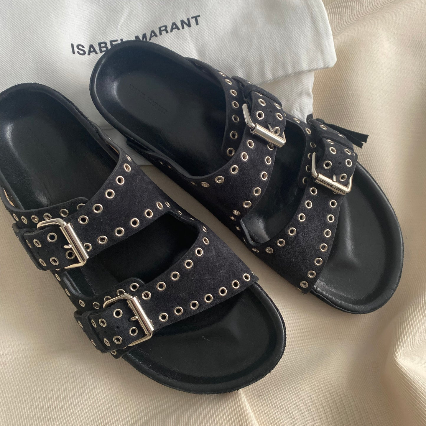 Claquettes Isabel Marant Lennyo en noir délavé, taille 35