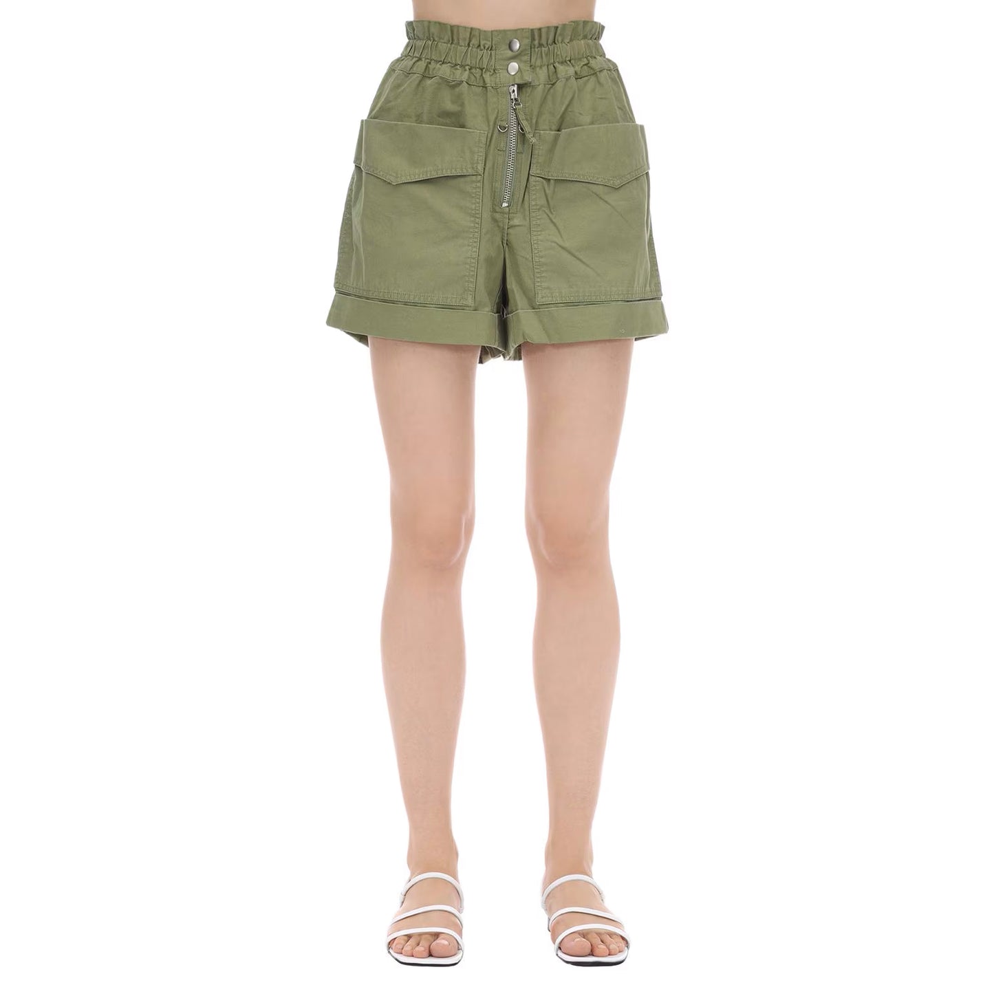 Isabel Marant Etoile "Lizy" Shorts in Khaki Green, size 44 (fits 10/12)