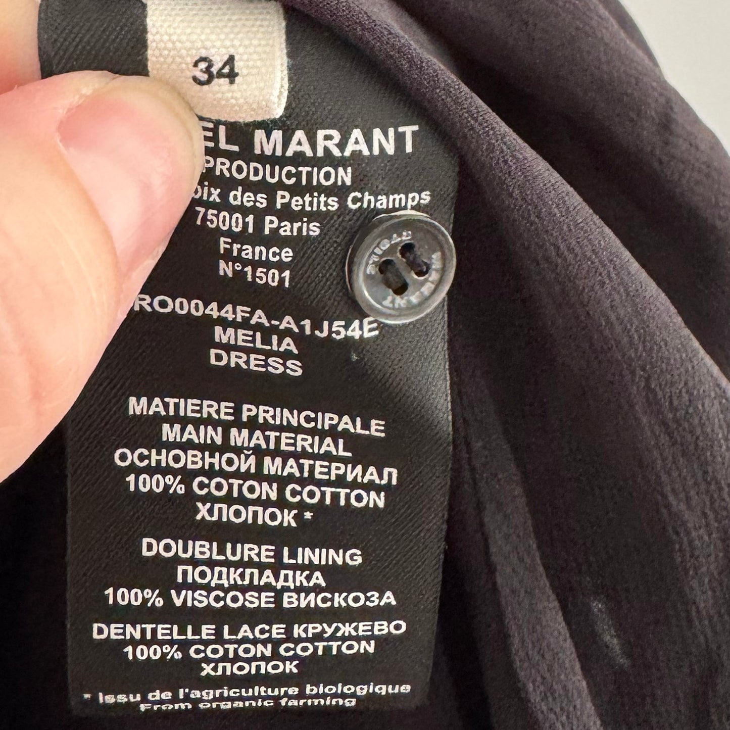 Isabel Marant Etoile "Melia" Dress in Black, size 34 (fits 0/2)