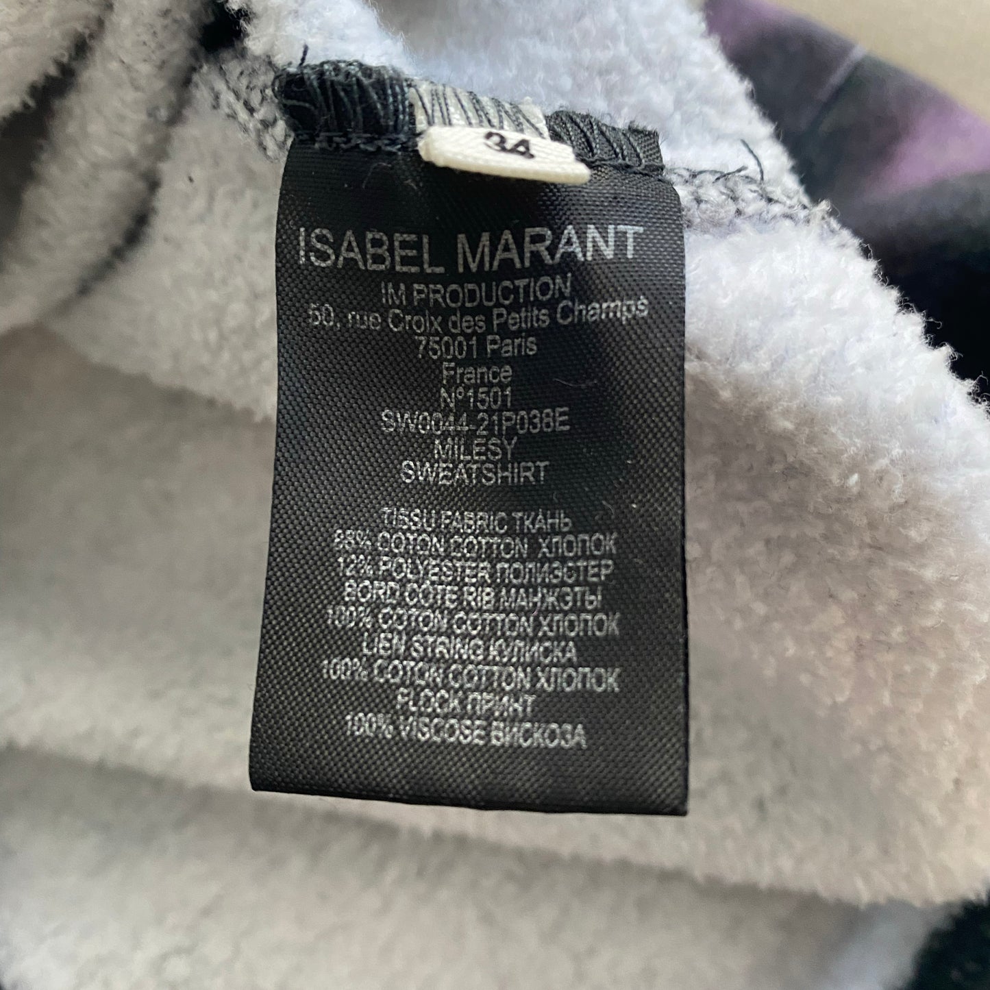 Isabel Marant Etoile "Milesy" Tie Dye Hoodie, size 34 (fits XS/S)