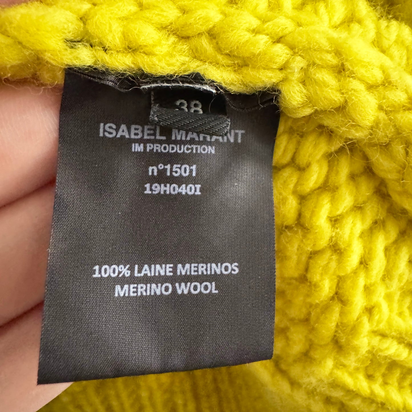 Isabel Marant "Milford" Cable Knit Sweater in Yellow, size 38 (size small ish)