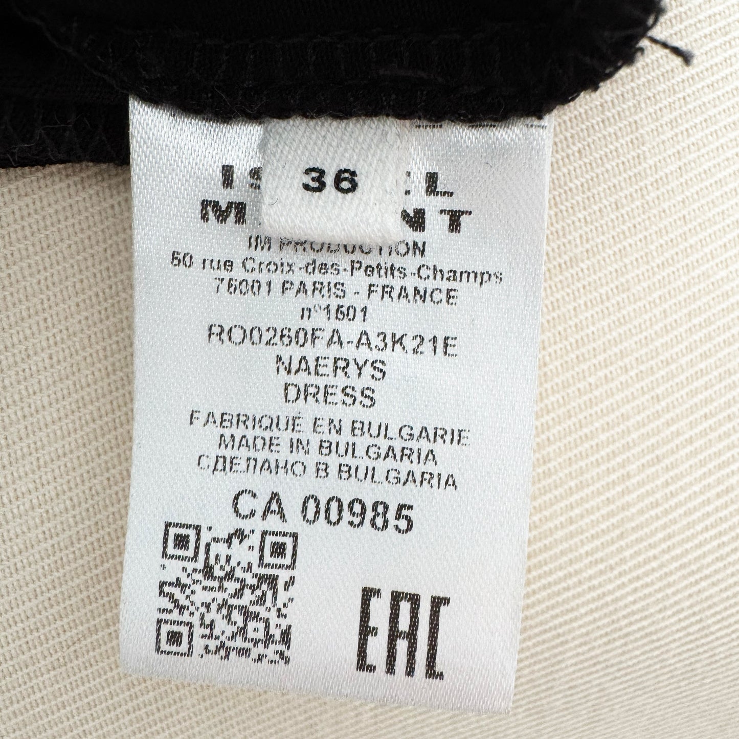 Isabel Marant Etoile "Naerys" Dress in Black, size 36