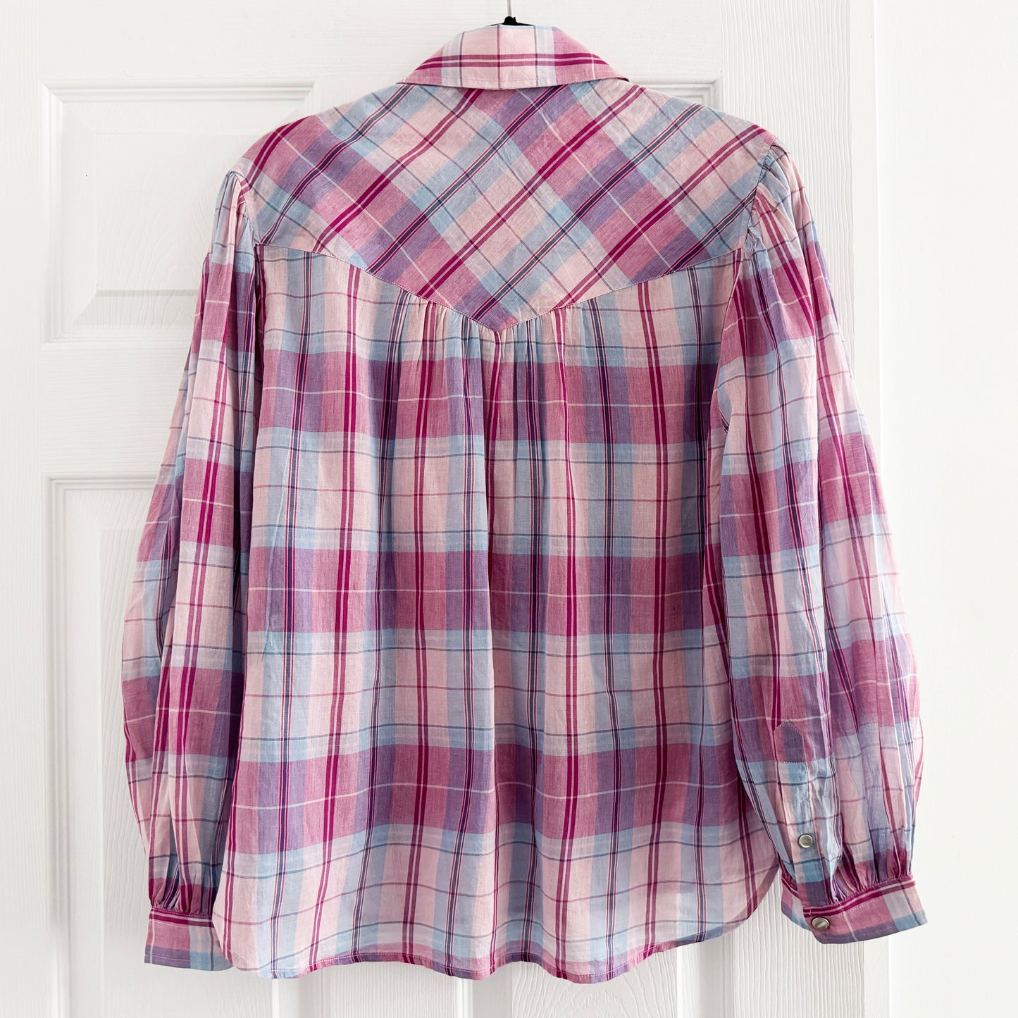 Isabel Marant Etoile "Bethany" Plaid Top in Pink/Blue, size 36 (fits Size Small)