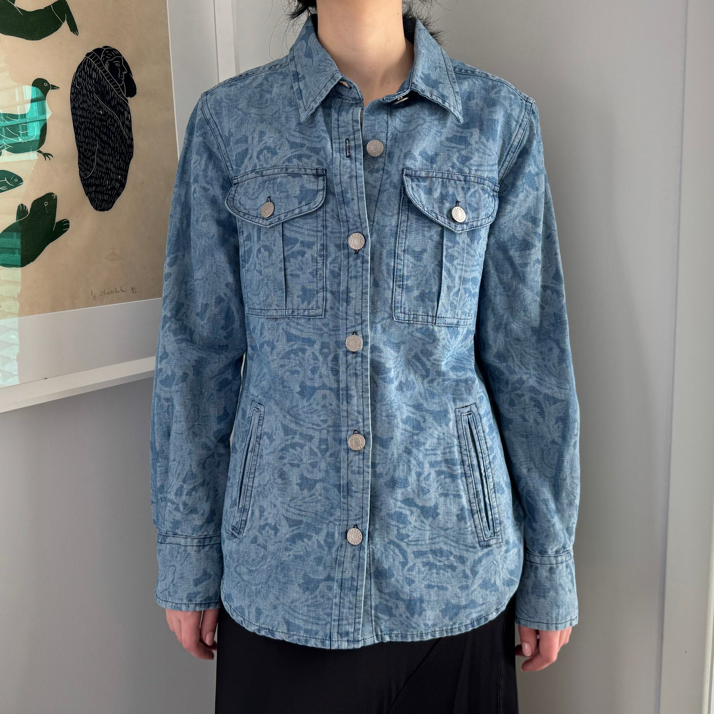 Isabel Marant Etoile Printed Denim Shirt, size 36 (fits like size 0/2)