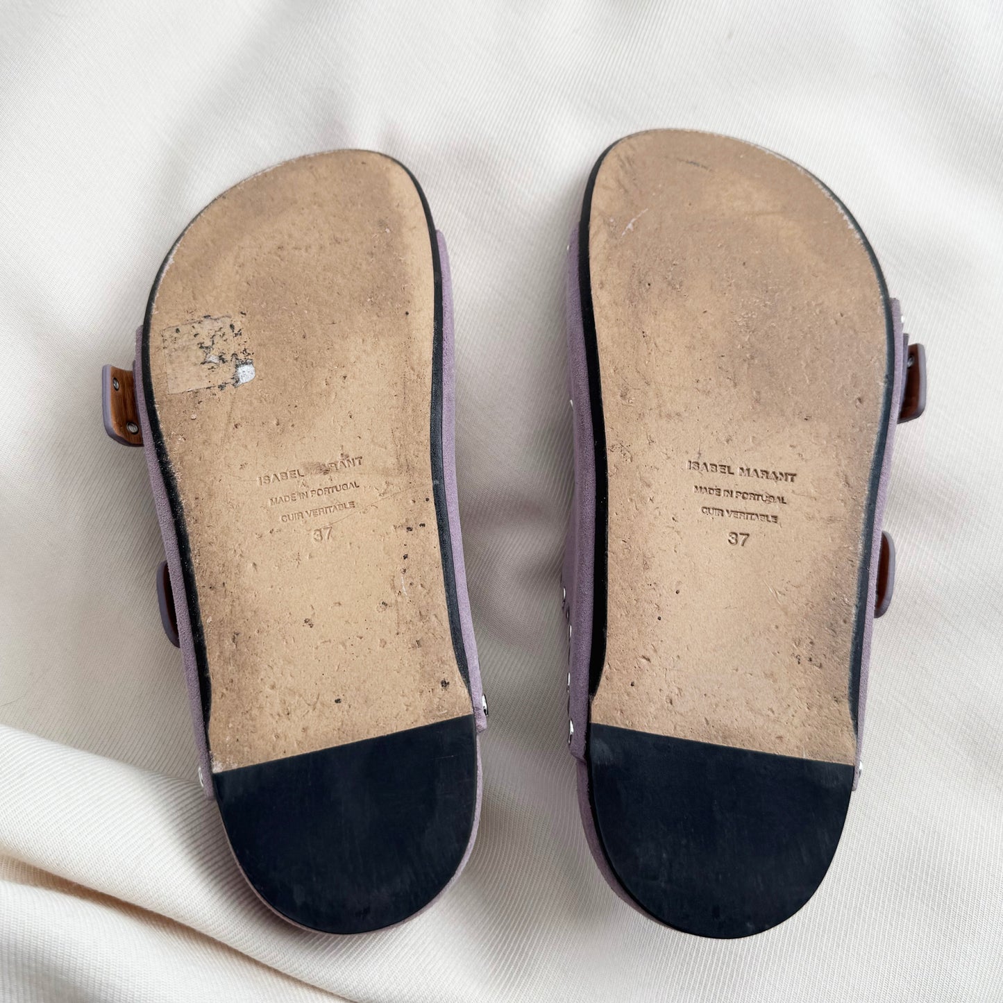 Isabel Marant "Lennyo" Studded Suede Sandals in Lavender, size 37