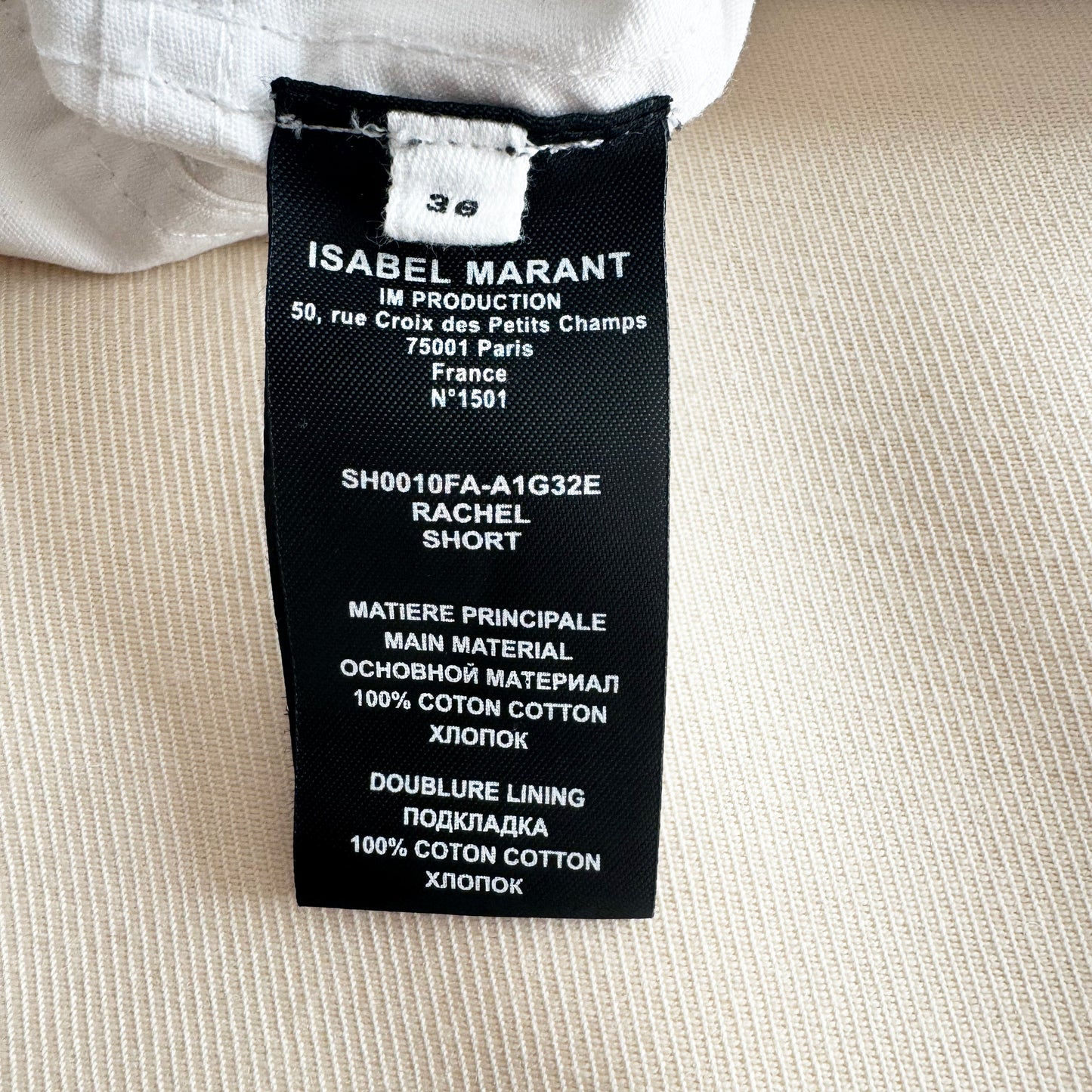 Isabel Marant Etoile "Rachel" Shorts in White, size 36 (size 2/4)