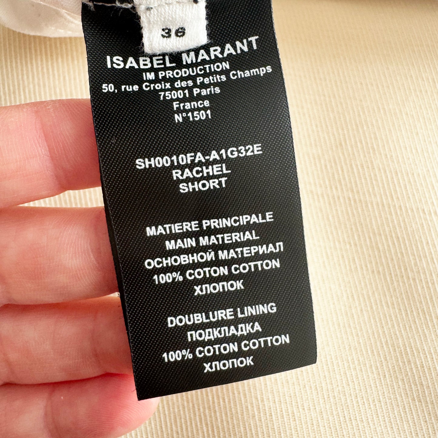 Isabel Marant Etoile "Rachel" Shorts in White, size 36 (size 2/4)